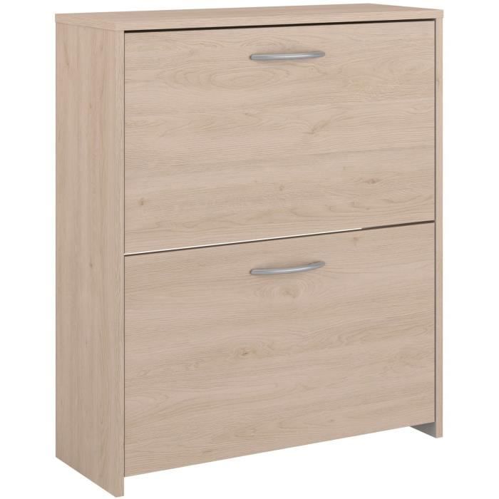 Meuble a chaussures 2 abattants - EASY LIFE - Chene - 66,5 x 78,5 x 25,1 - PARISOT