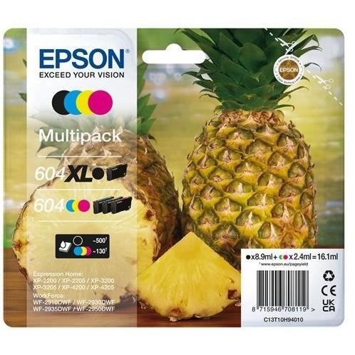 Epson 604XL Multipack - Pack de 4 - XL(noir) + Capacité standard - noir, cyan, magenta, jaune - original - blister - cartouche d'encre - pour Expression Home XP-2200, 2205, 3200, 3205, 4200, 4205, WorkForce WF-2910, 2930, 2935, 2950