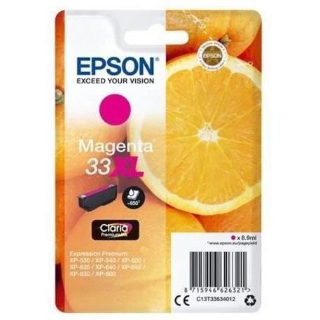 Epson 33XL - 8.9 ml - XL - magenta - original - blister - cartouche d'encre - pour Expression Home XP-635, 830, Expression Premium XP-530, 540, 630, 635, 640, 645, 830, 900
