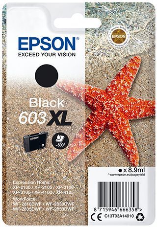 Cartouche d'encre EPSON 603 XL Noir - Etoile de mer (C13T03A14010) - Faible coût et fiabilité