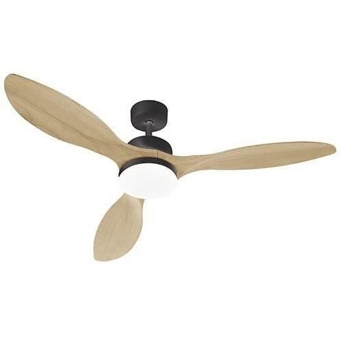 OKLAHOMA Noir & Bois - Ventilateur de plafond Ø137cm 100W + éclairage LED