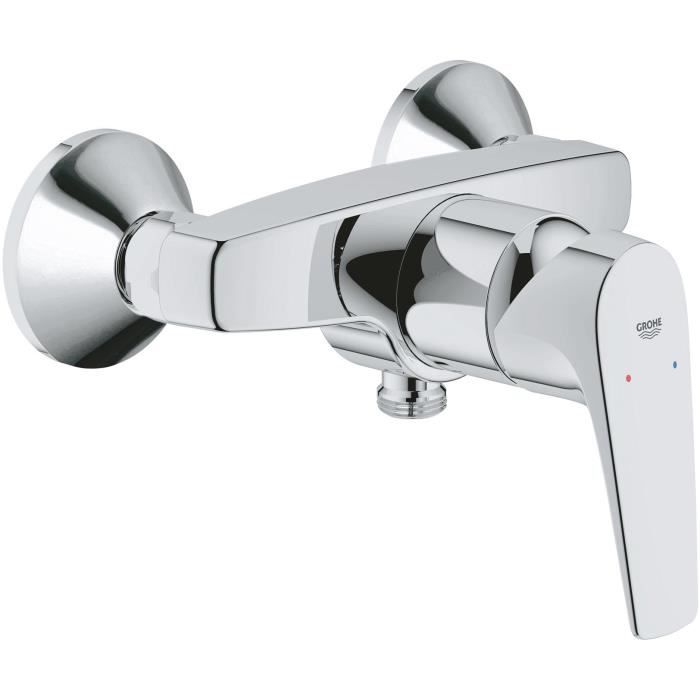 GROHE robinet douche monocommande Start Flow, montage mural, raccord fileté pour flexible en 1/2, rosaces métal incluses, 23771000