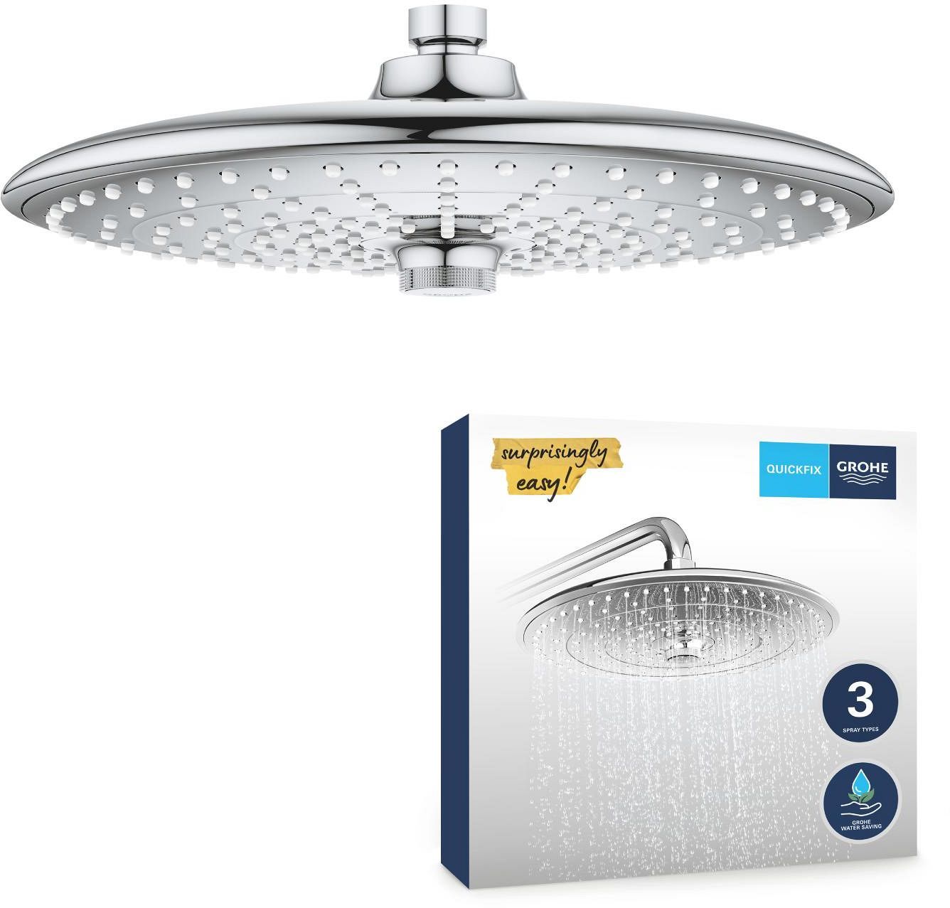 GROHE - Douche de tete Vitalio Joy 260 - 3 jets - chromé - raccords filetés 1/2 - économie d'eau