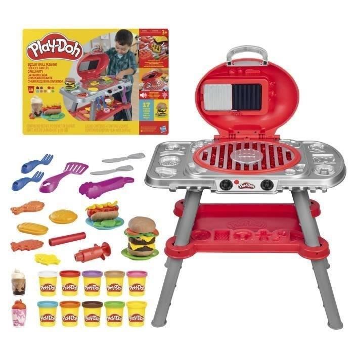 PlayDoh Délices grillés BBQ factice, coffret de pâte a modeler avec sons et lumieres, 17 accessoires, loisirs créatifs, des 3 ans
