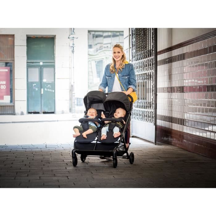 HAUCK - Poussette double - SWIFT X DUO - 4 roues - Pliage a 1 main - Noir
