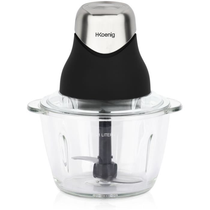 Hachoir Hkoenig LEO8 Noir Chrome verre Acier inoxydable 1 L