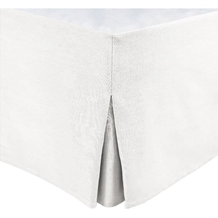 Cache sommier - HOME LINGE PASSION - 160 x 200 cm + 30 cm - Blanc