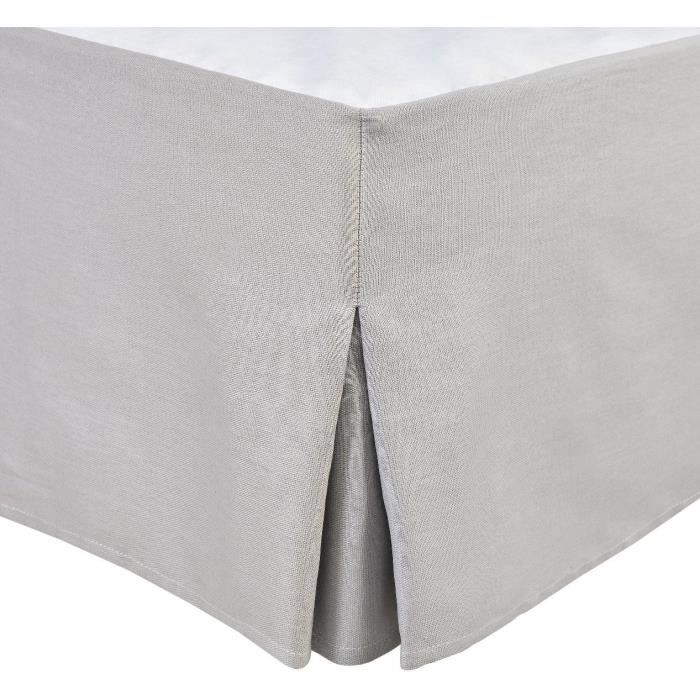 Cache sommier - HOME LINGE PASSION - 90 x 190 cm + 30 cm - Gris clair