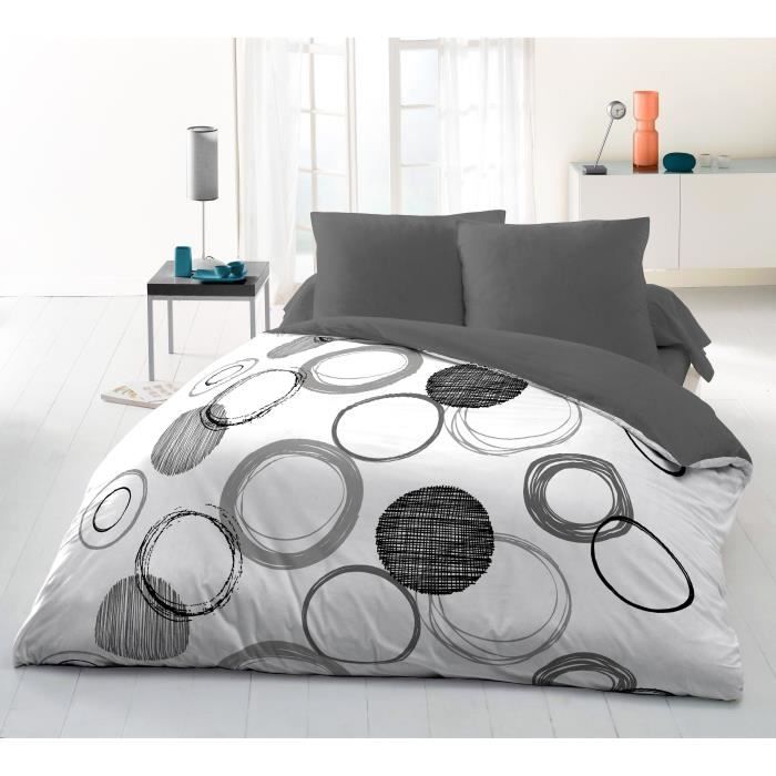 Parure de couette HOME LINGE PASSION Audace Gris Gris clair 240 x 260 cm