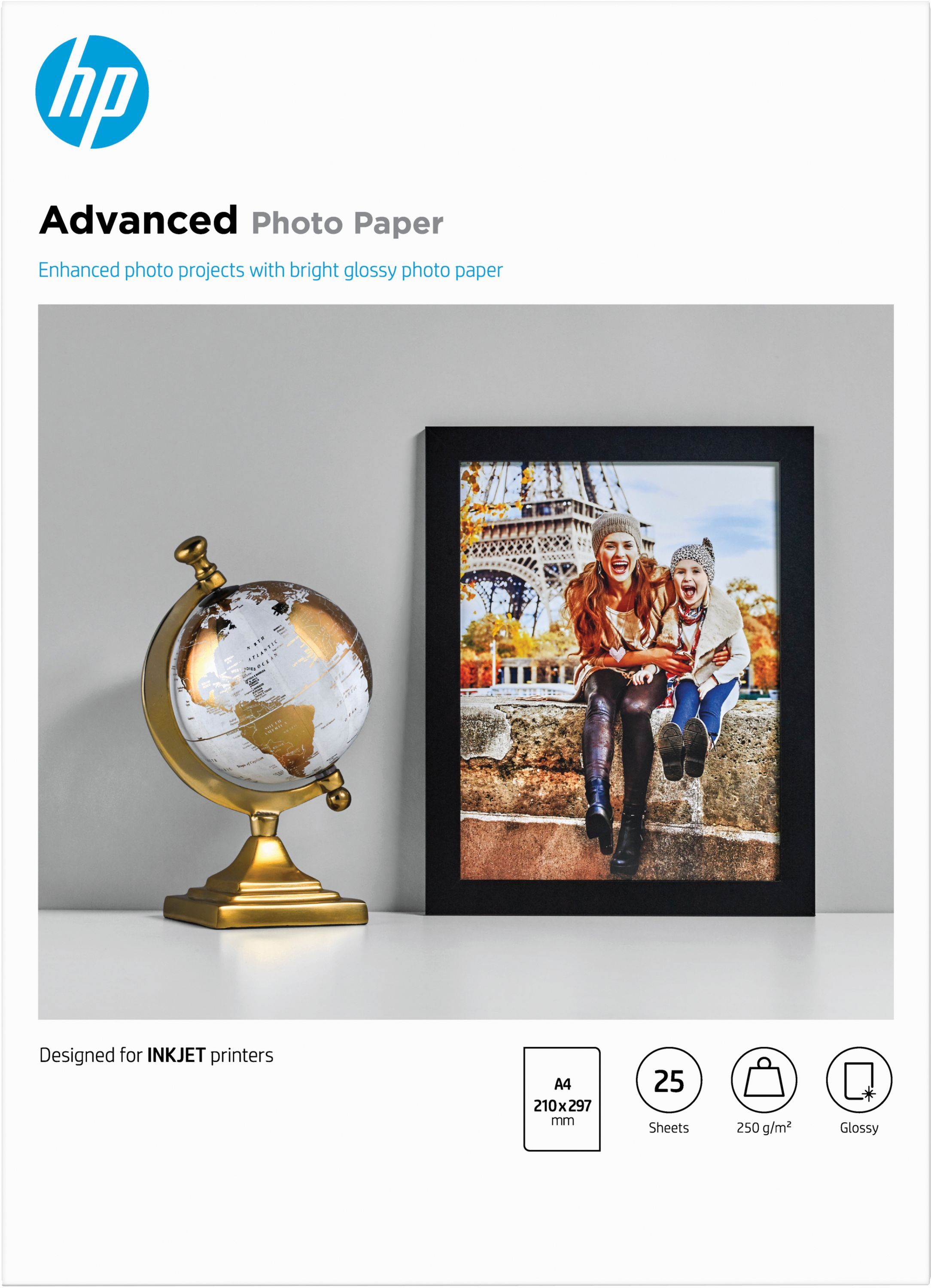 Papier photo HP Advanced Glossy Brillant - 25 feuilles 21x29.7 cm