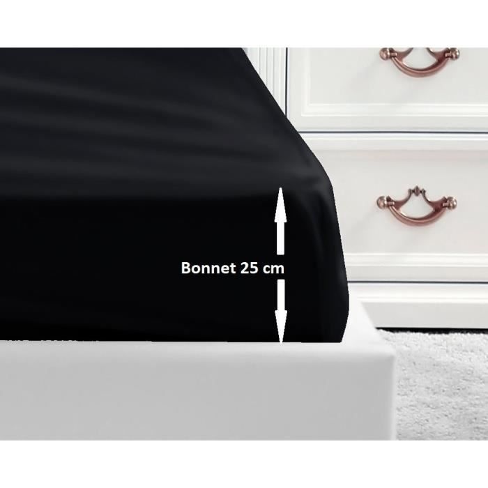 Drap housse Lovely Home Noir Lit simple 90 x 190