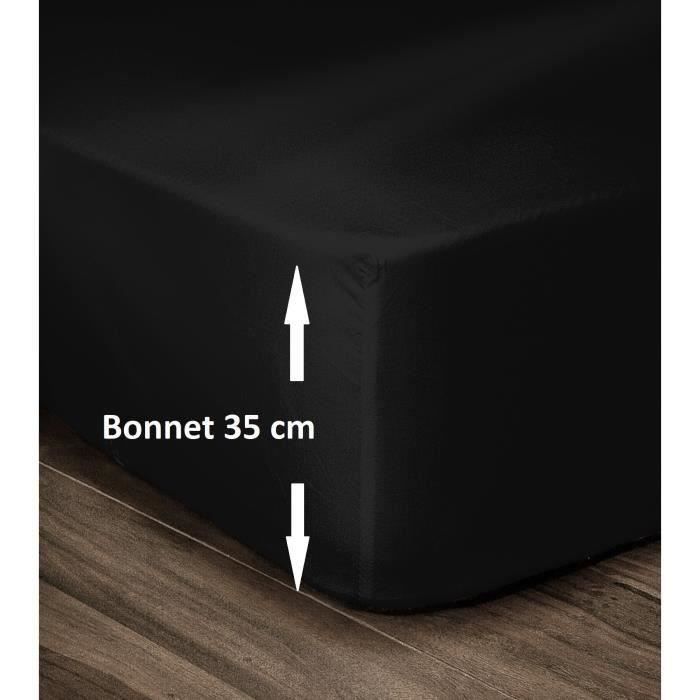 Drap housse Lovely Home Noir Lit double 140 x 190 cm