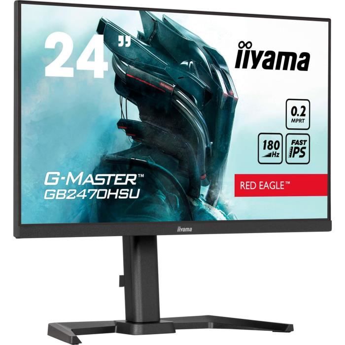 Ecran PC Gamer - IIYAMA - 24 - FHD - 180Hz - Dalle Fast IPS - 0,2ms -  Ajustable en hauteur - GB2470HSU-B6