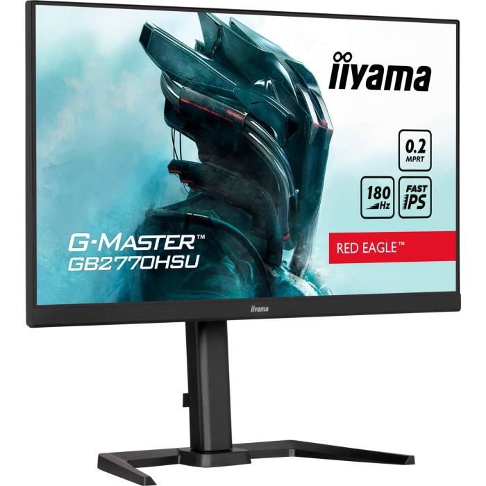 Ecran PC Gamer - IIYAMA - 27 - FHD - 180Hz - Dalle Fast IPS - 0,2ms - Ajustable en hauteur - GB2770HSU-B6