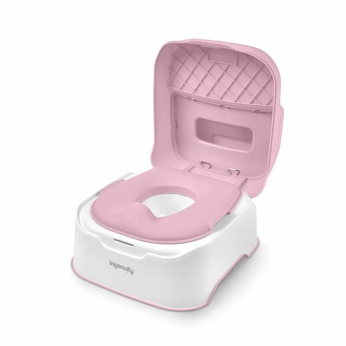 INGENUITY Marche pied et pot d'apprentissage avec cuvette amovible, Antidérapant, Assise ergonomique, rose