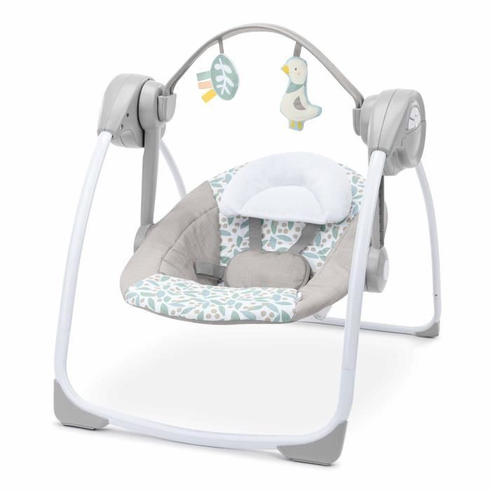 INGENUITY Transat bébé balancelle électrique pliable EndlessBloom, arche jouets, réglages balancement, minuterie, inclinaison