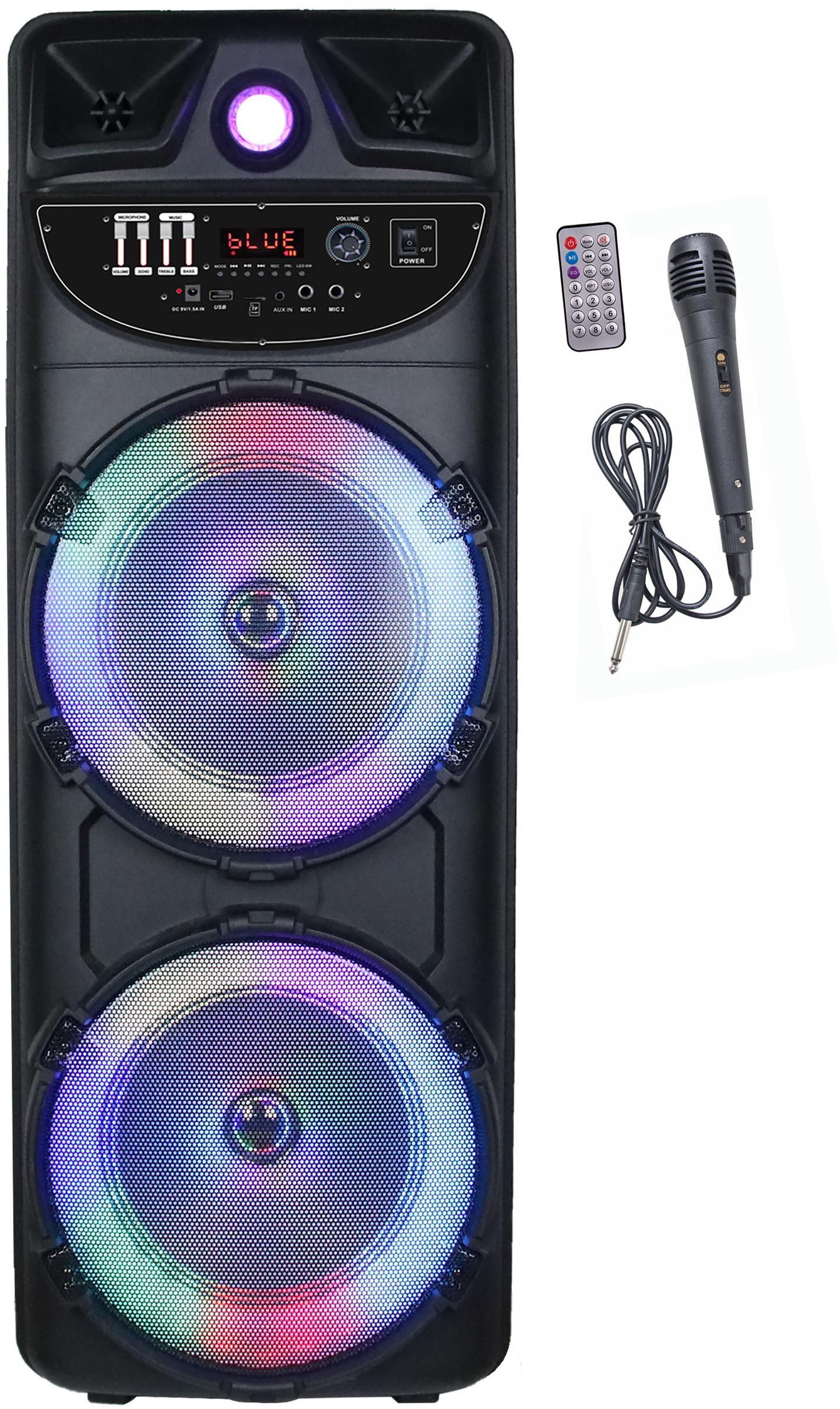 Enceinte nomade - INOVALLEY - MS02-XXL-N - Lumineuse - 1000 W - Bluetooth - Autonomie 2 a 3 heures - Fonction karaoké