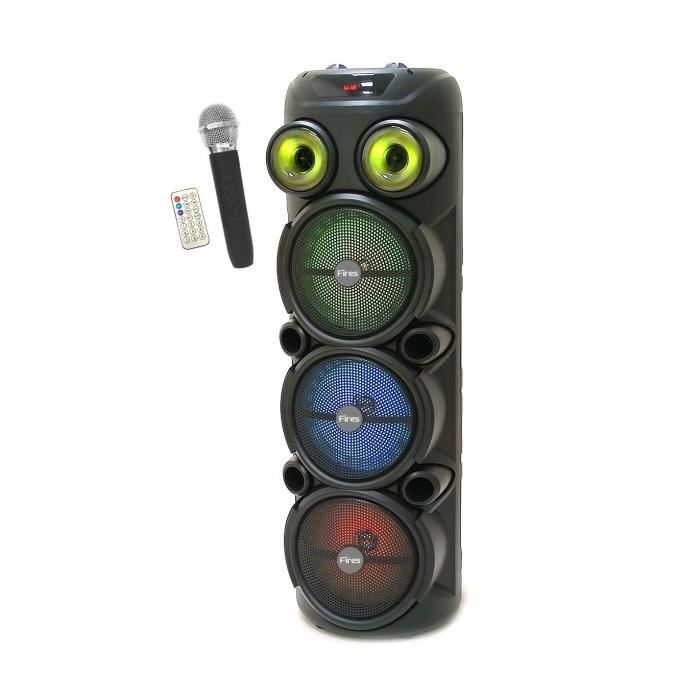 Enceinte karaoké lumineuse - INOVALLEY - KA129-XXL - Bluetooth V5.0 - 90 cm - 1000 W - Haut-parleurs 3 x 8'' - Micro sans fil inclus