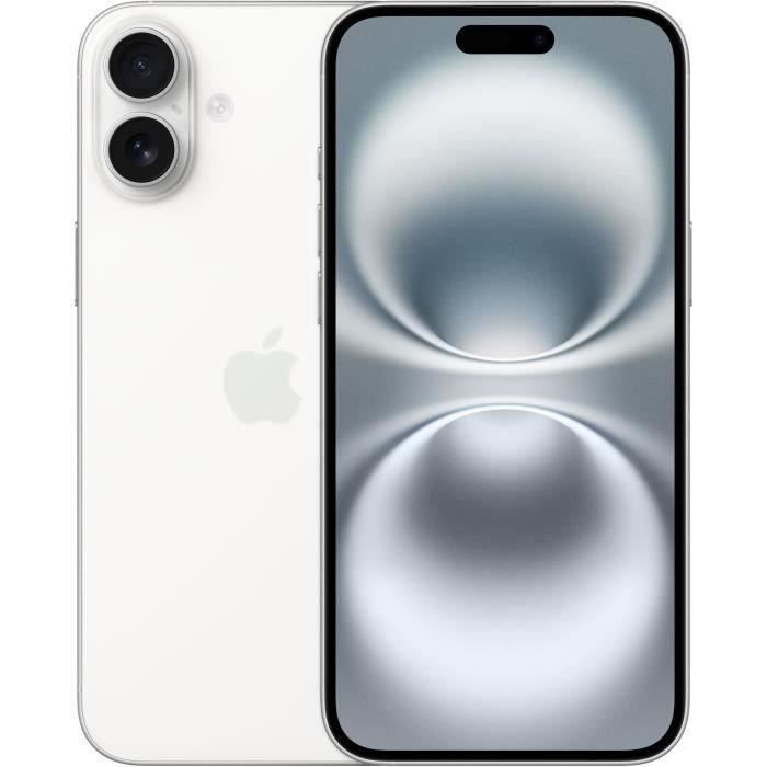 Apple iPhone 16 - 5G smartphone - double SIM / Mémoire interne 128 Go - écran OEL - 6.1" - 2556 x 1179 pixels - 2x caméras arrière 48 MP, 12 MP - front camera 12 MP - blanc