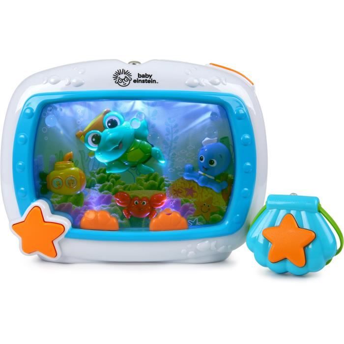 BABY EINSTEIN Veilleuse bébé - Reves marins - Réglage 25 min lumiere, son, Cadeau Noel bébé, attache lit, télécommande