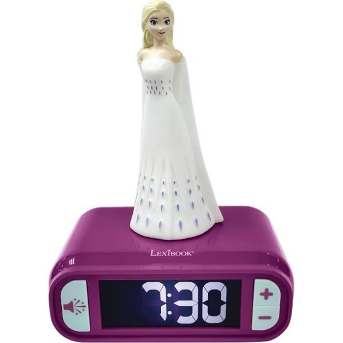 Réveil veilleuse digital LEXIBOOK - La Reine Des Neiges 2 - 3D lumineux et sonore - Blanc et violet - Enfant