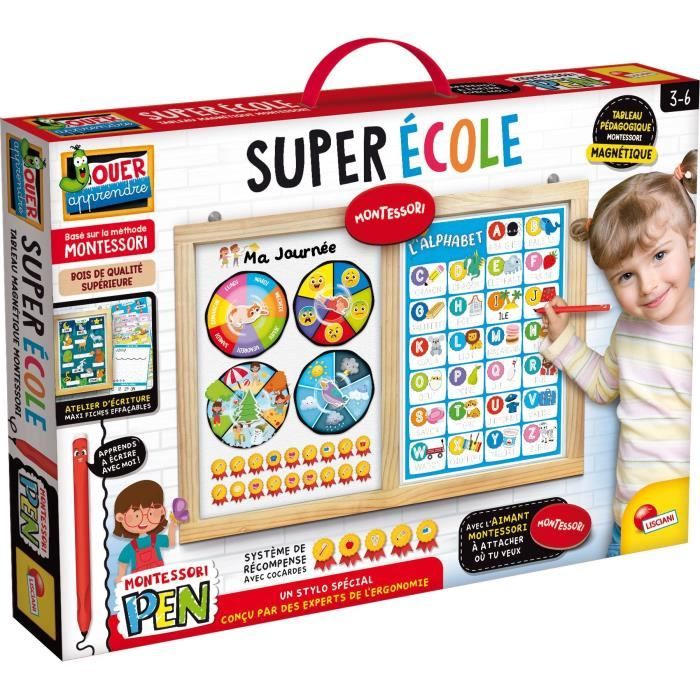 Tableau éducatif - LISCIANI - Montessori Pen - Super école - Activités journalieres - Roue des émotions - Écriture Montessori