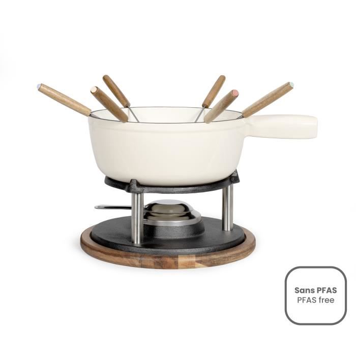 Service a fondue tradition - LIVOO - MEN426C - 2,6L - 6 personnes - Fonte émaillée - 6 fourchettes - Caquelon compatible tous feux