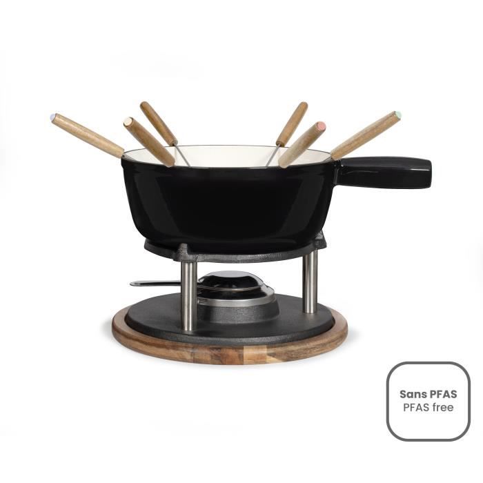 Service a fondue tradition - LIVOO - MEN426N - 2,6L - 6 personnes - Fonte émaillée - 6 fourchettes - Caquelon compatible tous feux