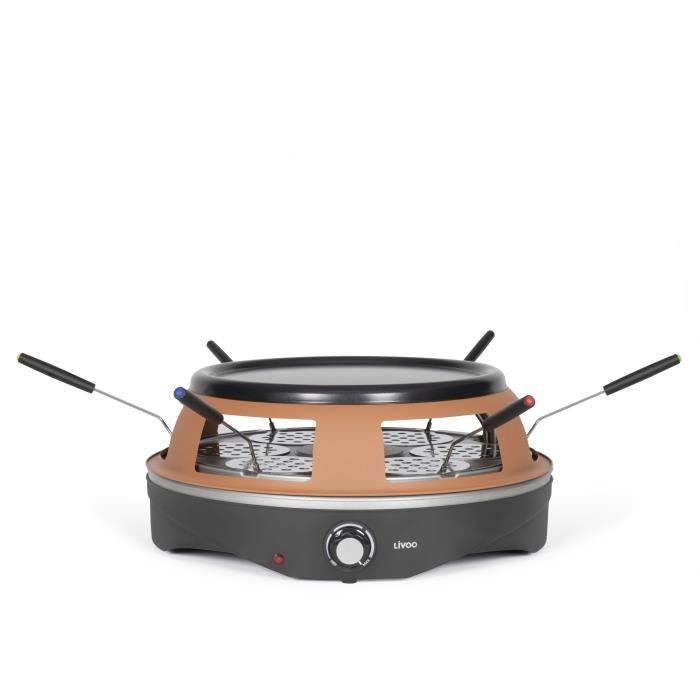 Four a pizza 6 personnes - LIVOO - DOC304 - 1200W - 6 personnes - Ø10 cm - Antiadhésif - 6 mini pelles et 1 emporte-piece inclus