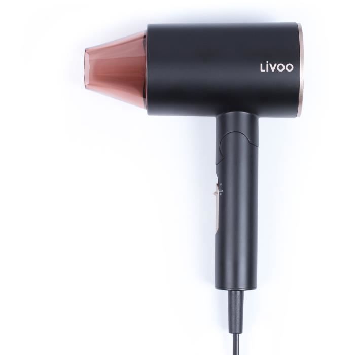 Seche-cheveux ionique - LIVOO - DOS173 - 1600 W - 3 températures - Pliable - Concentrateur d'air - Noir / Rose
