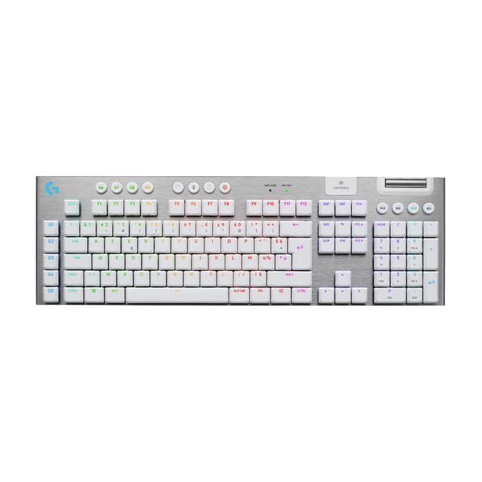 Logitech G915 X - Clavier - LIGHTSPEED - full size - backlit - sans fil - 2.4 GHz, USB, Bluetooth 5.0 - AZERTY - Français - blanc