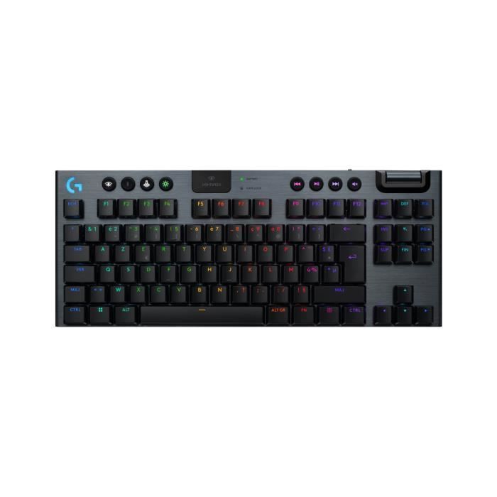 Logitech G915 X - Clavier - LIGHTSPEED - TKL - backlit - sans fil - Bluetooth 5.0, 2.4 GHz, USB - AZERTY - Français - commutateur : GL Tactile - noir