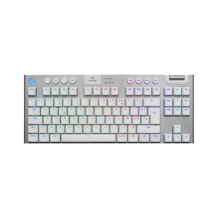 Logitech G915 X - Clavier - LIGHTSPEED - TKL - backlit - sans fil - Bluetooth 5.0, 2.4 GHz, USB - AZERTY - Français - commutateur : GL Tactile - blanc