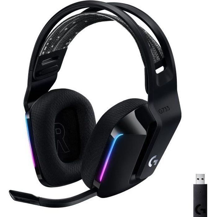 Logitech G G733 LIGHTSPEED Wireless RGB Gaming Headset - Micro-casque - circum-aural - 2,4 GHz - sans fil - noir