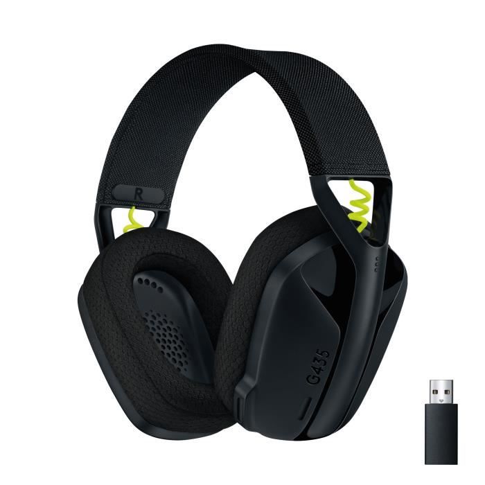 Casque Gamer sans fil Logitech G435 LightSpeed (Noir/Jaune)
