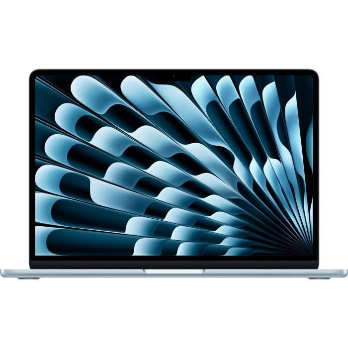 Apple MacBook Air - M4 - Apple M4 8-core - 16 Go RAM - 256 Go SSD - 13.6" IPS 2560 x 1664 (WQXGA) - Wi-Fi 6E, Bluetooth - bleu ciel - clavier : Français