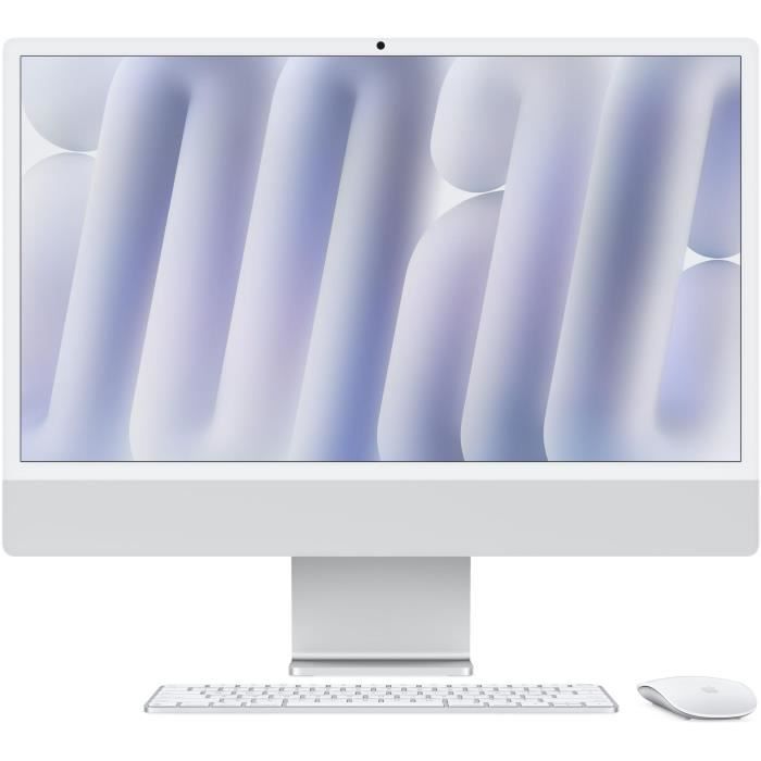 Apple iMac with 4.5K Retina display - Tout-en-un M4 - RAM 24 Go - SSD 512 Go - Apple M4 10-core - Gigabit Ethernet, IEEE 802.11ax (Wi-Fi 6E), Bluetooth 5.3 - macOS Sequoia 15.0 - moniteur : LED 24" 4480 x 2520 (4.5K) - clavier : Français - argent