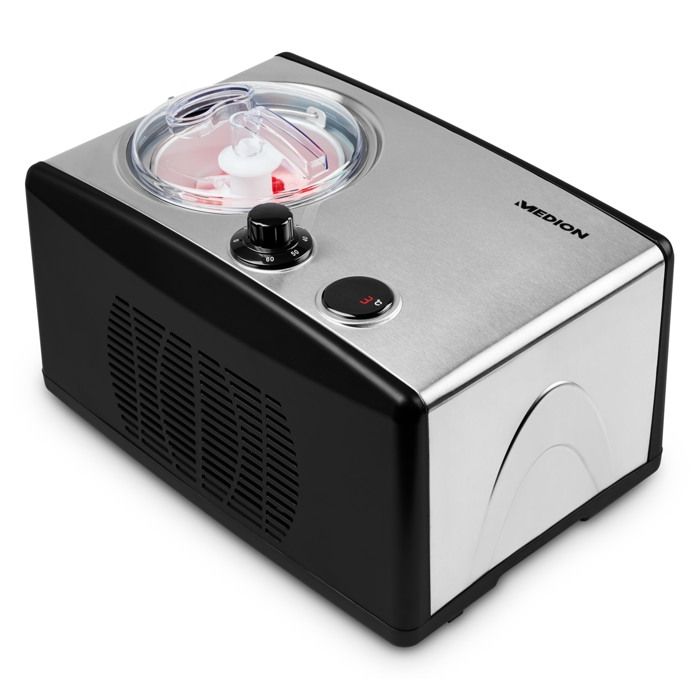 Sorbetiere Yaourtiere - MEDION MD18387  150W  de -18 a -35°C  1,5L de glace  Écran LCD  Noir/Alu