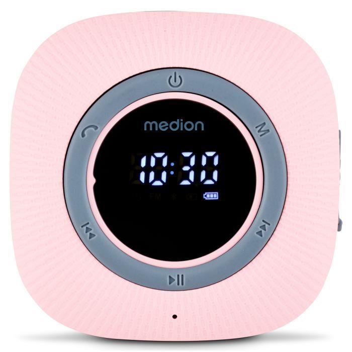 Radio de Douche - MEDION - FM - Bluetooth - IPX6 - Ventouse de fixation - Rose