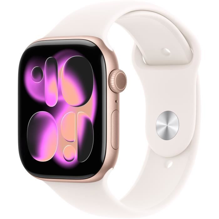 Apple Watch Series 11 GPS - 46mm - Boîtier Rose Gold Aluminium  - Bracelet Light Blush Sport Band - S/M