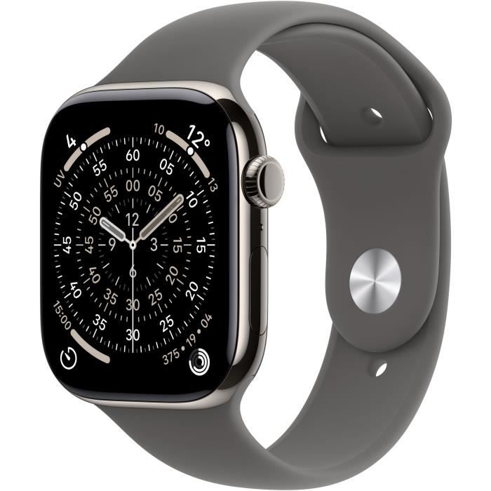 Apple Watch Series 11 Cellular 42mm Natur Titan Gehause mit Steingrau Sport Band - M/L