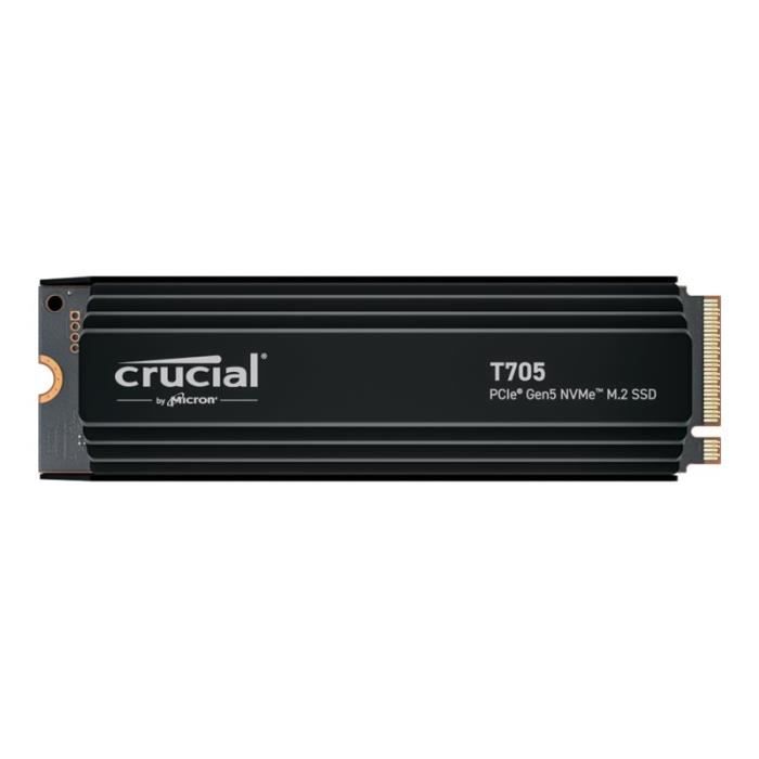 Crucial T705 - SSD - chiffré - 2 To - interne - M.2 2280 - PCI Express 5.0 (NVMe) - TCG Opal Encryption 2.01 - dissipateur de chaleur intégré
