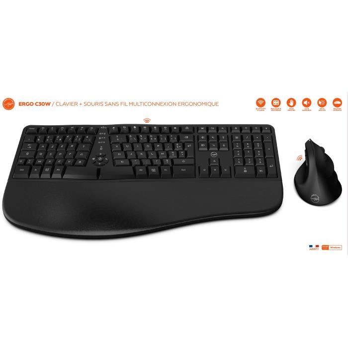 clavier et souris Mobility Lab Ergo C30W Noir