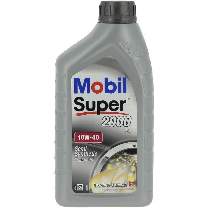 Huile moteur 10W-40 Synthétique - MOBIL - Super 2000 X1 - bidon 1L -  haute performance anti-pollution