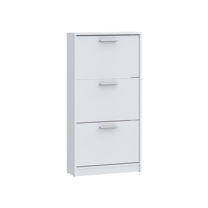 Meuble a chaussures - 6 paires - Blanc mat - 3 abattants - L58,2 x P20,4 x H115,5 cm - MAC