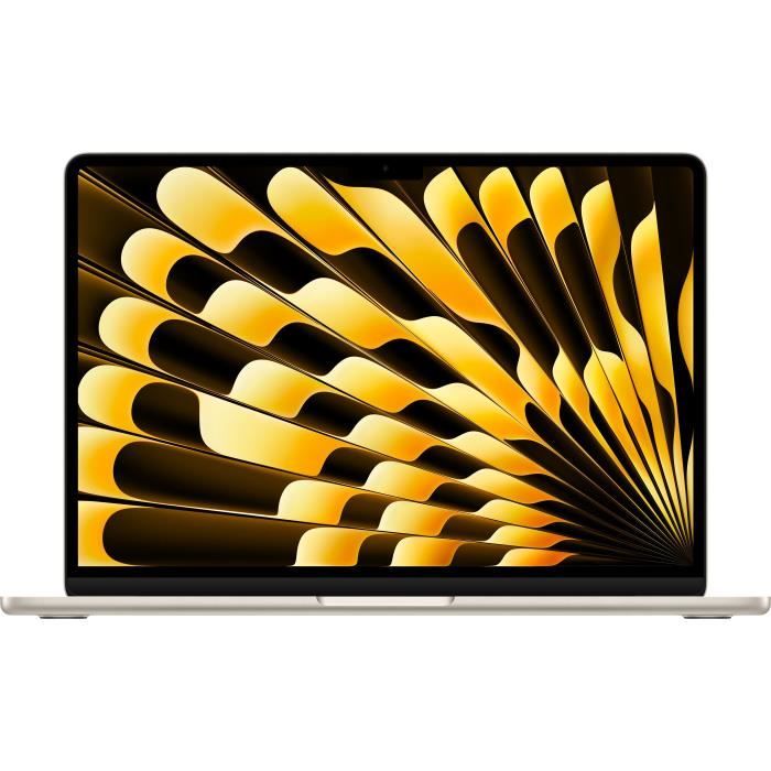 Apple MacBook Air - M4 - Apple M4 8-core - 16 Go RAM - 256 Go SSD - 13.6" IPS 2560 x 1664 (WQXGA) - Wi-Fi 6E, Bluetooth - lumière des étoiles - clavier : Français