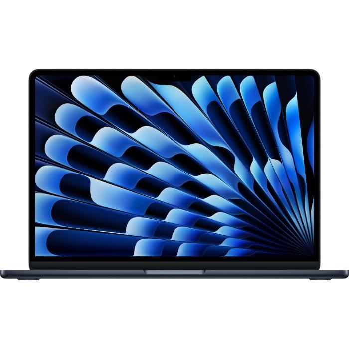 Apple MacBook Air - M4 - Apple M4 8-core - 16 Go RAM - 256 Go SSD - 13.6" IPS 2560 x 1664 (WQXGA) - Wi-Fi 6E, Bluetooth - noir minuit - clavier : Français