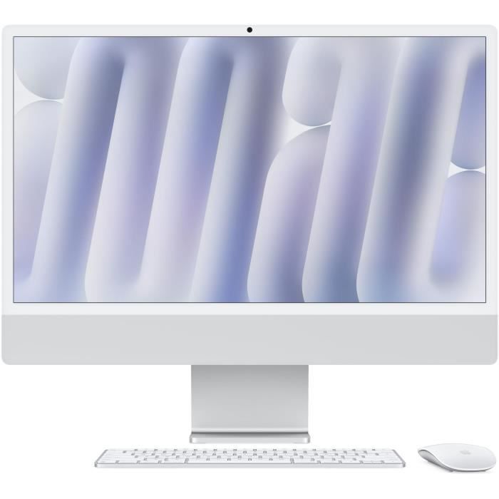 Apple iMac with 4.5K Retina display - Tout-en-un M4 - RAM 16 Go - SSD 256 Go - Apple M4 8-core - IEEE 802.11ax (Wi-Fi 6E), Bluetooth 5.3 - macOS Sequoia 15.0 - moniteur : LED 24" 4480 x 2520 (4.5K) - clavier : Français - argent
