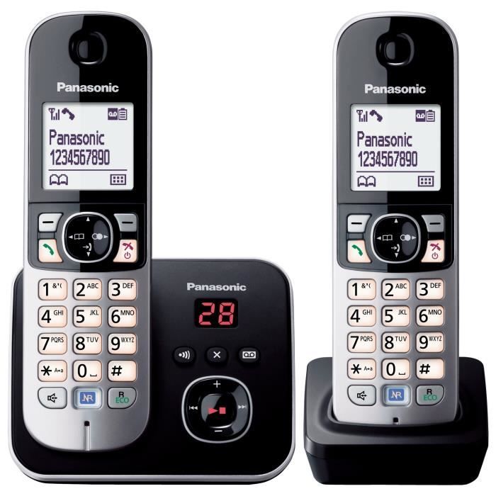 Téléphone Sans Fil Panasonic KX-TG6822FRB Noir Gris