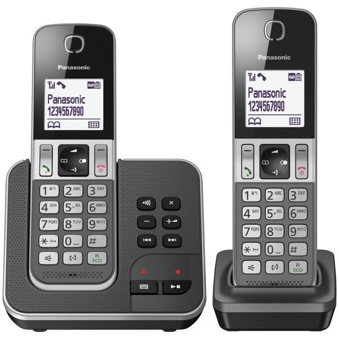 Téléphone Sans Fil Panasonic KX-TGD322 Blanc Noir Noir/Gris